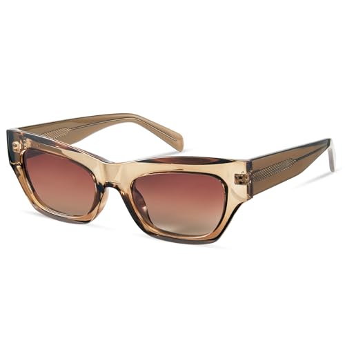 SOLVANSKI-Retro Cateye Polarized Sunglasses Womens UV400 Protection Chic Chunky Acetate 80s 90s Small Head Shades