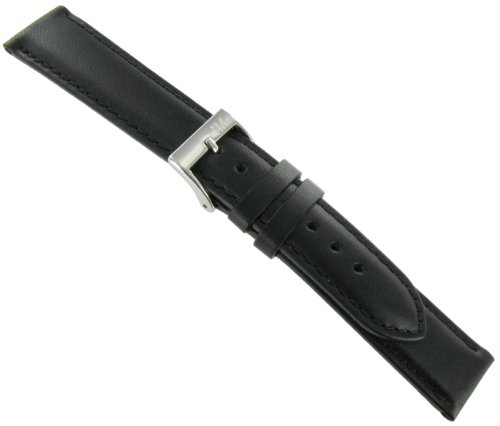 Morellato 20mm Genuine Oil Leather Padded Stitched Black Watch Band Regular-969