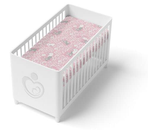 100% COTTON BABY BED FITTED SHEET COLOURFUL FIT JUNIOR BED 160x80cm Bunny Pink โ image 1