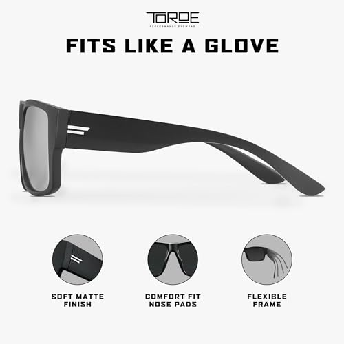Image of TOROE Z87+ Polarized Safety Sunglasses Matte Black TR90 Frame, ANSI Rated Lens