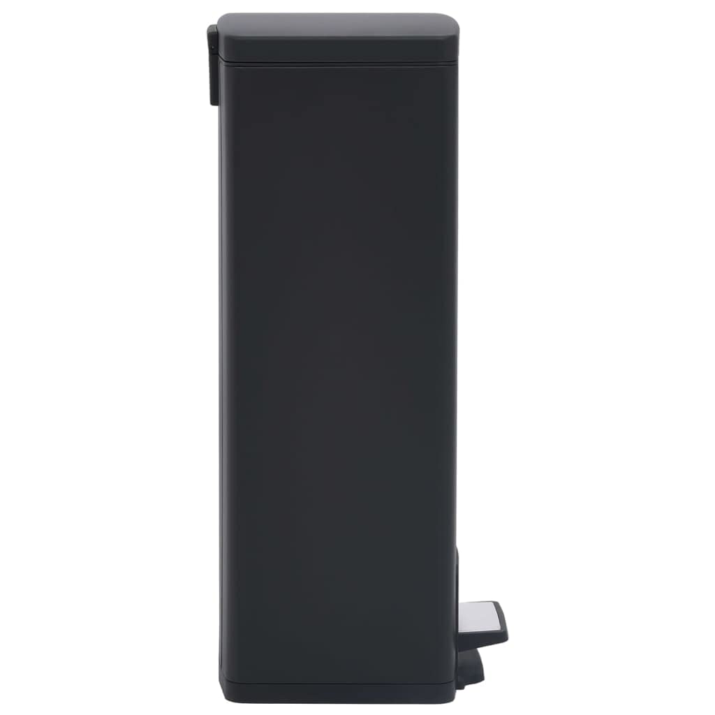 Cubo de basura con pedal antihuellas 30 L negro acero inoxidable inodoro con cubo interior para cocina, baño, oficina, salón, hogar y reciclaje
