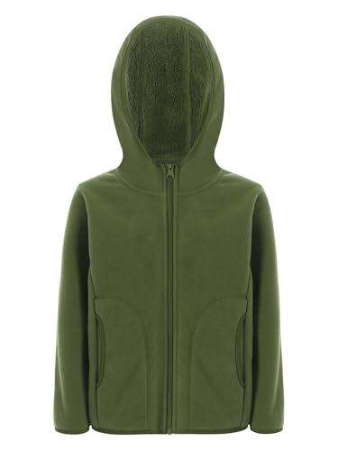 Kids Girls Boys Fleece Jacket Long Sleeve Zipper Hooded Coat with Pocket Winter Warm Outerwear