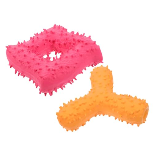 Toyvian 2個 ペットの おもちゃ わんわん 子犬の おもちゃ 犬用おもちゃのボール 犬のおやつのおもちゃ きしむ おもちゃを再生します 興味深い大臼歯のおもちゃ
