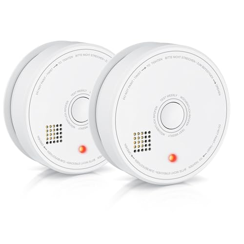 Brandson - 2X Rauchmelder mit austauschbarer 9V Blockbatterie, Rauchwarnmelder (geprüft Nach EN 14604, Durchdringendes Alarmsignal), weiß