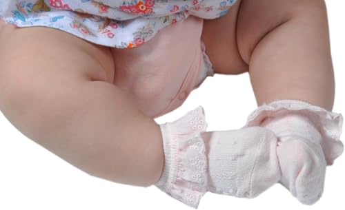 CUTEABLY Girls Lace Ankle Socks, Ruffle Frilly Cotton Socks, Assorted Colours, Princess Socks