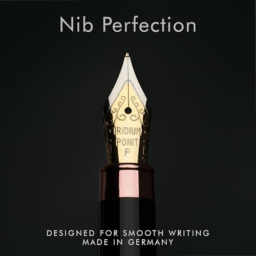 Image of Wordsworth & Black Bamboo Wood Fountain Pen Set for Writing, Fine Nib | Violet Wood, Gift for Men Women, German Iridium 18K Gilded, Calligraphy Journaling, Converter + 6 Cartridges, Refillable