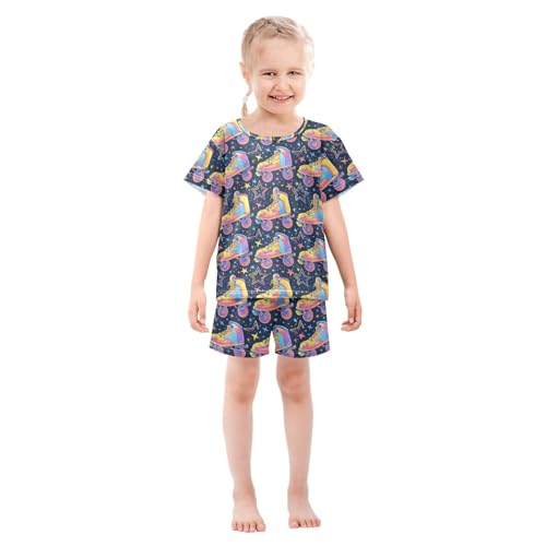 Retro Rollers Skates Summer Cute Pajama Sets, Short Sets for Daily Wears and Sleep Wears3