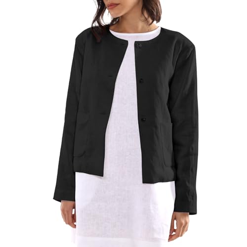 Veste 100 % lin femme de qualité supérieure au tombé impeccable