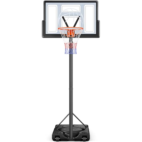 Yohood Basketball Hoop Outdoor 10ft Adjustable, Portable Basketball Hoop Goal System for Kids Youth and Adults in Backyard/Driveway/Indoor, 44 Inch Shatterproof Backboard and Larger Base