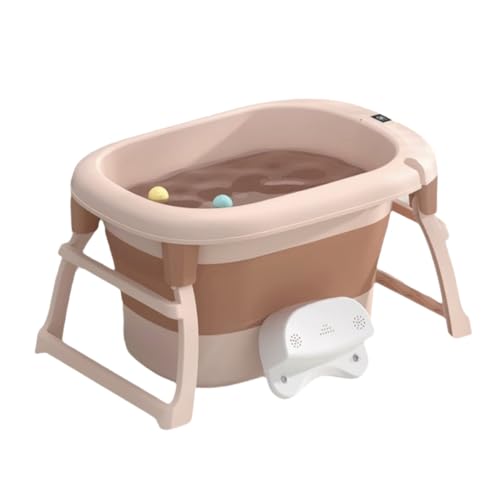 ZHXQRP Bañera Plegable for Mascotas Pequeñas con Desagüe y Detección Inteligente de Temperatura Barreño Portátil Perro(Pink)