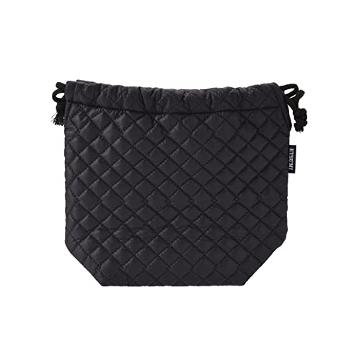 Etsumi VE-5305 Quilted Pouch II, Drawstring Bag, M, Black, Made in Japan2