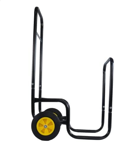 Miniatura 2 de Carrito de leña para leña, para exteriores o interiores, para exteriores o interiores, transportador de almacenamiento de madera de acero negro -
