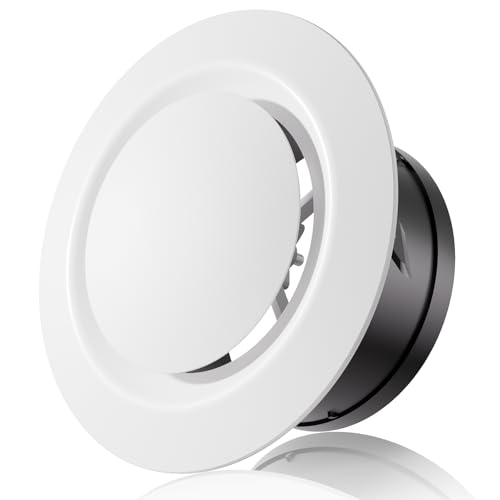 HG Power Grille Ventilation 150mm, Grille Aeration Ronde Réglable, Grille d’aération Convient pour VMC, Garage, Salle de bain, Cuisine, Montage sur Plafond ou Mur