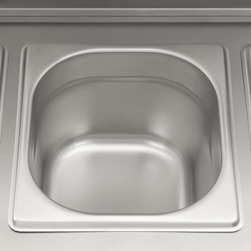 Mahlzeit Edelstahl Zutatenbehälter | 1/6 GN Catering Behälter mit Gummifüßen | Cocktail Zutatenbehälter Bar für Gastro, Küche, Pizza Station, Buffet Zubehör, Salatbar (6 x 1/6 GN Behälter) – Bild 8