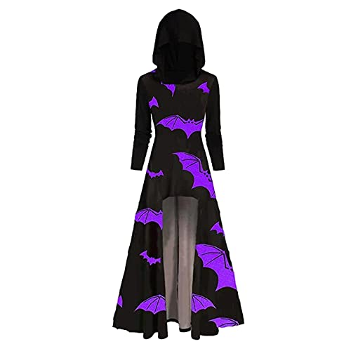 Robe Halloween femme à manches longues chauve-souris violette