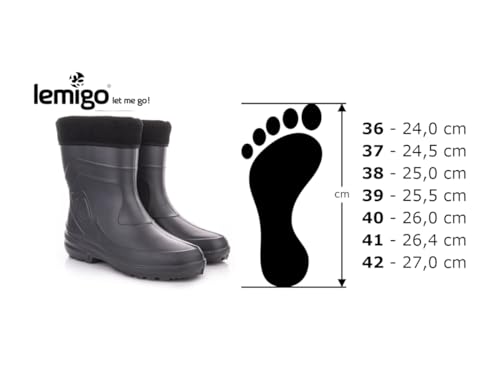 LEMIGO Damen Eva Gummistiefel Jessy 800 (Carbone Schwarz, EU Schuhgrößensystem, Erwachsene, Numerisch, M, 38)