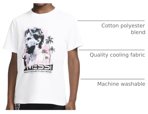 Image of Messi Boys' Lifestyle Short Sleeve T-Shirt, Slim-fit Graphic Tee, Cotton Blend Fabric