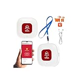 TUYA Personal Alarm for Elderly - WiFi SOS Button With Mobile APP Alert, 2.4GHz Wireless Caregiver Alert System, Rechargeable Fall Safety Device