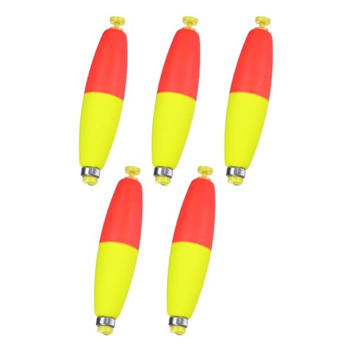 M METERXITY 5-Pack Fishing Bobbers Floats, 3.78 Inch EVA Foam Weighted Bobbers for Crappie/Bluegill/Trout Bass/Catfish, Clip-on Floats Slip Corks Floaters Strong Buoys [Red & Yellow]