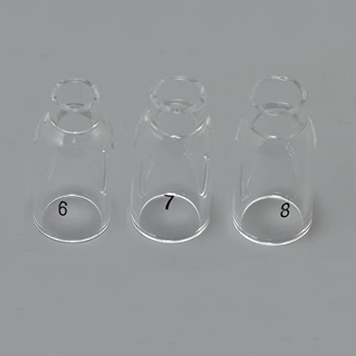 Image of RIVERWELD TIG Glass Cups Clear Quartz Nozzle 54N16 6# 3 /8 inch, 54N15 7# 7 /16 inch, 54N14 8# 1 /2 inch, 54NQ-15-7# for SR WP 17 18 26 TIG Welding Torches 3pcs