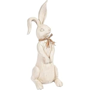 Fun Express 155 Inch Tall Rustic Easter Rabbit Figurine Farmhouse Easter Home Decor Table Top and Mantel Accent