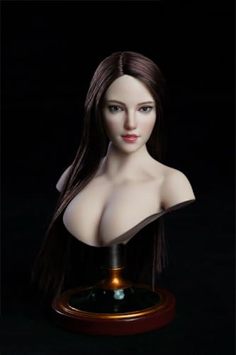 Sculpture de tête féminine 1/6 asiatique cheveux marrons figurine PH TBL