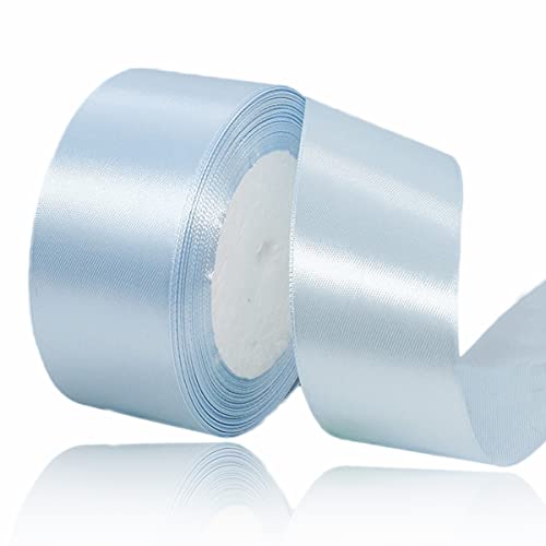 Light Blue Ribbon 40mm, 23 Meters Satin Fabric Present Ribbon for Crafting Gift Wrapping, Balloons, Floral Bouquet