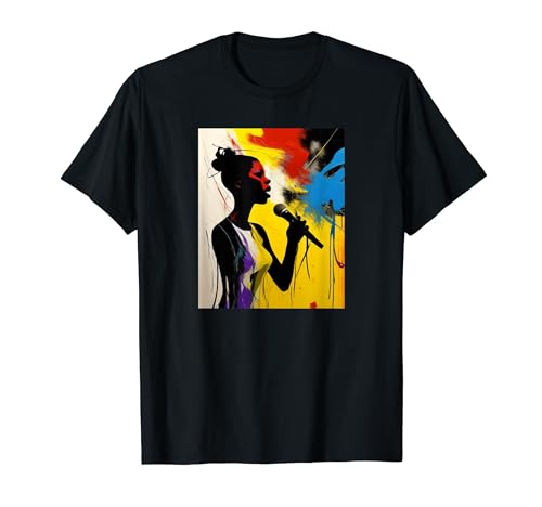 Colorful Female Singer Microphone Silhouette Singer T-Shirt