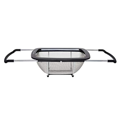 Escorredor expansível de aço inoxidável KitchenAid, tamanho único, preto