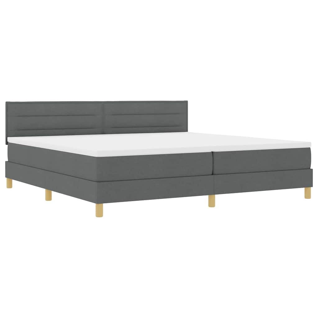 Łóżko sprężynowe z poduszką Ciemnoszary 200 x 200 cm tkanina materac piankowy regulowane wezgłowie stelaż slatowy do sypialni nowoczesny design sprężyny kieszeniowe średnia nogi ręczna regulacja