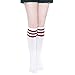 YEJIMONG Knee High Socks for Women – 4 Pairs Bright Striped Cotton Long Socks for Fashion & School, White Multi Stripe, Size 6-10 (White(Red/Black/Purple/Green))