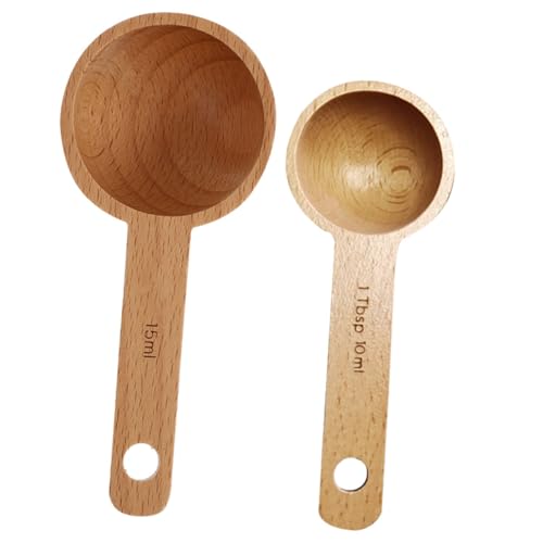 Loigohon 木製コーヒースプーン 2個セット ? 多機能計量スプーン 茶葉 塩 砂糖 ミルク用 軽量 コンパクト設計