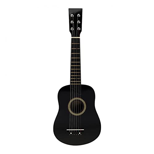 Guitare acoustique en tilleul noir de 25 pouces avec cordes de sélection Mini guitare 6 cordes for débutant en cadeau - Les Beatles, Paul McCartney, John Lennon, RIngo Starr, George Harrison Guitare acoustique en tilleul noir de 25 pouces avec cordes de sélection Mini guitare 6 cordes for débutant en cadeau