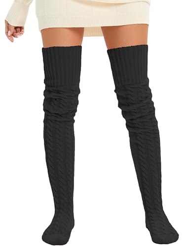 Image of Women's Thigh High Knitted Winter Boot Socks Vintage Extra Long Leg Warmer Over Knee High Stockings