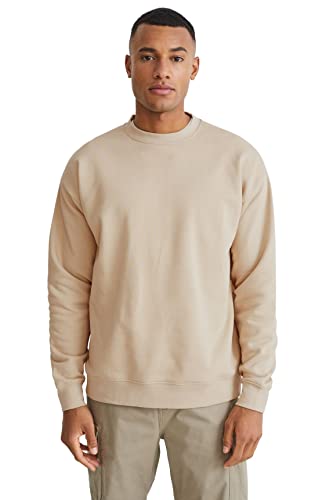 C&A Herren Sweatshirt Rundhalsausschnitt Unifarben beige M