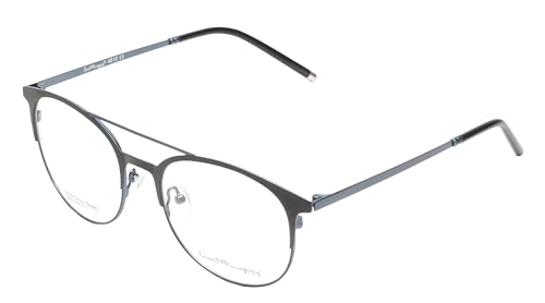 Ernest Hemingway H4810 Unisex Round Frame Eyeglasses in Satin Black/Silver