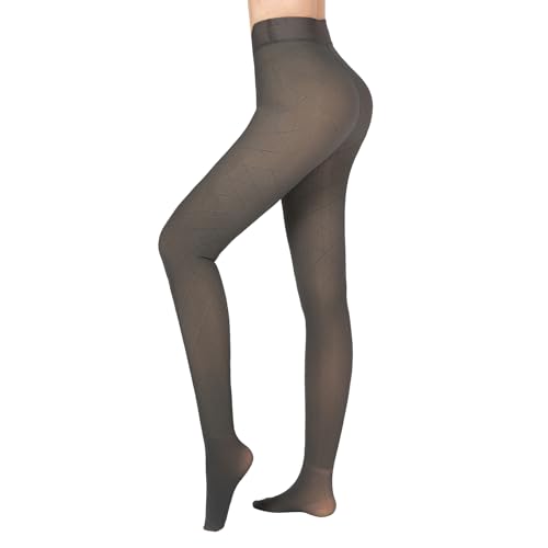 Image of X-CHENG 2 Pairs Fleece Lined Tights Women-Thermal Pantyhose leggings Women,Fake Translucent Skin Colored Tights for Winter