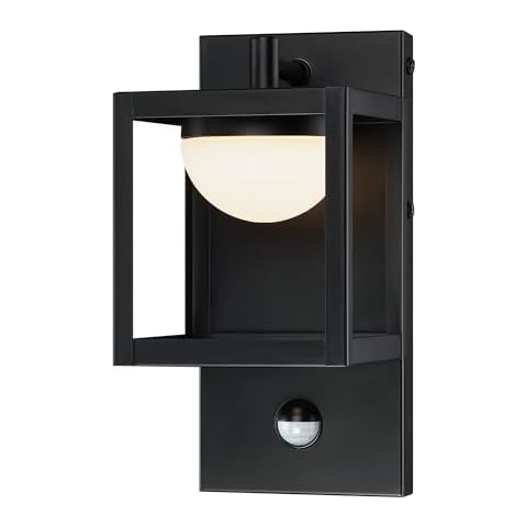 Outdoor Wall Light, LED Motion Sensor Security Lights, Dusk to Dawn Modern Wall Sconce, Matte Black Exterior Light Fixture, Waterproof Wall Mount Lights for Porch Patio Garden Garage Front Door Cover