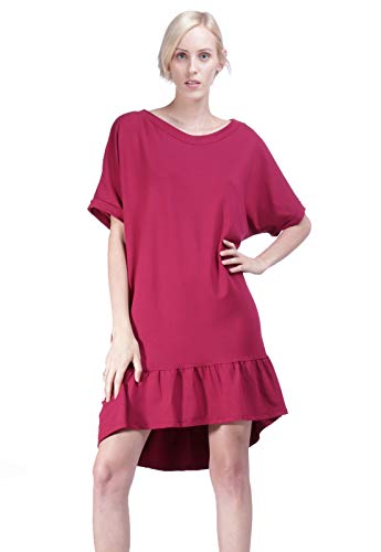 Vestido Curto Amazonia Vital Amplo Babado Amaranto Cor:Vermelho;Gênero:Feminino;Tamanho::G