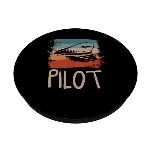 Retro Vintage Classic Pilot Aviation PopSockets Swappable PopGrip, Black - Image 2