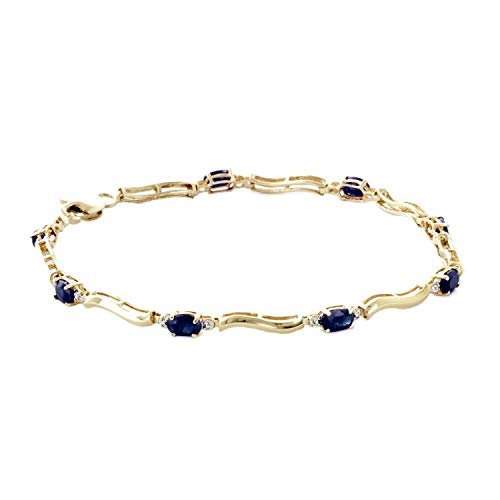 Galaxy Gold GG 2.01 Carat 14k Solid Gold Tennis Bracelet Diamond Sapphire