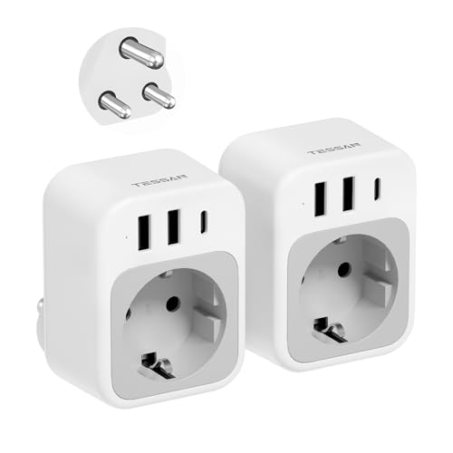 TESSAN Adapter Podróżny Południowej Afryki 2 pak, Adapter Gniazdo Południowej Afryki z USB C, Namibia Wtyczka typu M, Wtyczka podróżna 2500 W do Namibii, Botswany