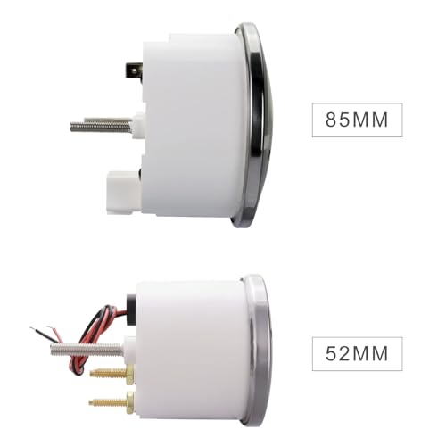 MOTOR METER RACING Classic 6 Gauge Set with GPS Electrical Speedometer Digital Odometer White Dial Red Needle Light Bulb Illumination 85mm 3-3/8" & 52mm 2-1/16"