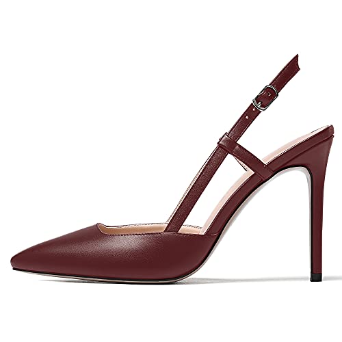 WAYDERNS Women's Buckle Matte Pointed Toe Ankle Strap Solid Slingback Stiletto High Heel Pumps Shoes 4 Inch2