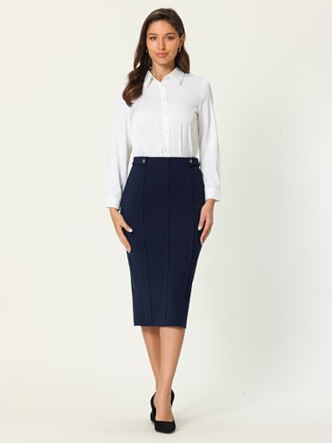 Women's Work Pencil Skirt High Waist Office Stretch Bodycon Midi Skirts2