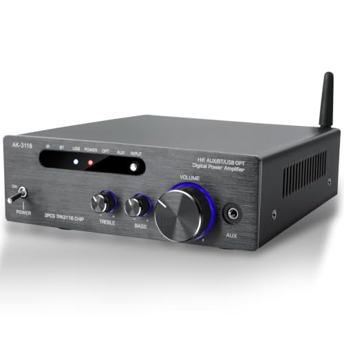 Image of Hi-Fi Amplifier, 2000W Mini Amplifier 2.0 Channel 100W*2 Bluetooth 5.3 TPA3116 Chip Stereo Audio Amplifier Digital Power Amplifier Opt /AUX Card Input