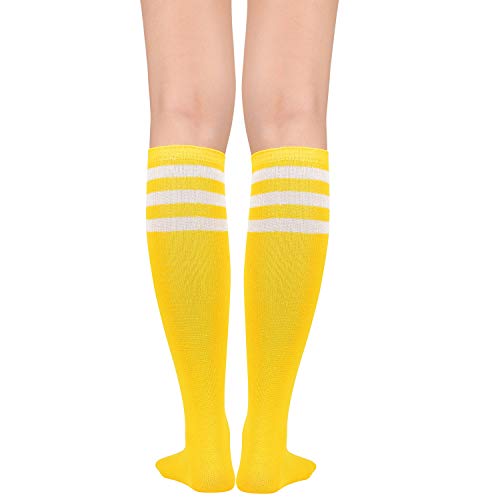 Image of Zando Knee High Socks for Women Striped Athletic Long Tall Tube Socks Outdoor Sports Casual Thigh High Stockings