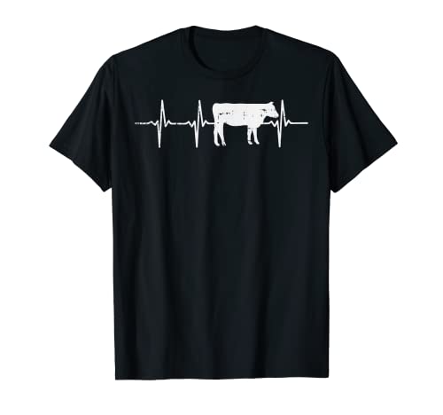 Cow Heartbeat Pulse Farm Animal Farming Life Farmer Gift T-Shirt