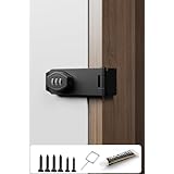 南京錠 ダイヤル ドアロック 部屋鍵後付け 3桁ダイヤル式 鍵 【ダブルヒンジ式多段階折り畳みラッチ】 部屋 補助錠 引戸錠 子どもを防ぐ パスワードロック 収納ボックス 家具 書庫 ポスト 学校 倉庫 盗難防止 亜鉛合金製 防錆 耐久性 (ブラック、2 つの取り付け方法: ネジとノーネイル接着剤)