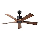 Aviator Smart Indoor and Outdoor 5-Blade Ceiling Fan 54in Matte Black Distressed Koa with Remote Control (Light Kit Sold Separately) works with Alexa, Google Assistant, Samsung Things, and iOS or Android App